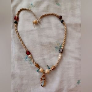 Faux crystal/hemp/ & copper necklace!